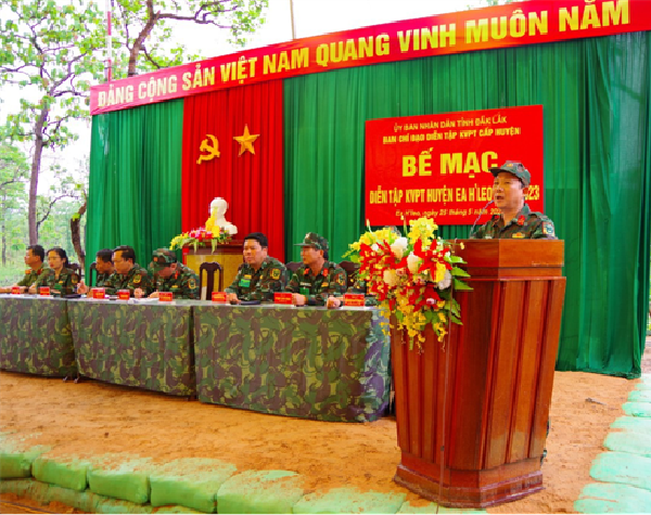 Huyện Ea H’Leo hoàn thành tốt nhiệm vụ diễn tập khu vực phòng thủ huyện năm 2023